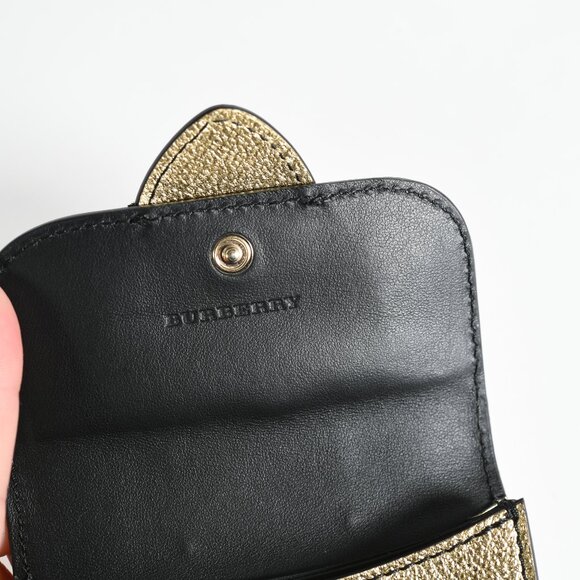 Burberry Metallic Gold Leather Compact Wallet with Buckle Detail New Coin/Card - Picture 8 of 9